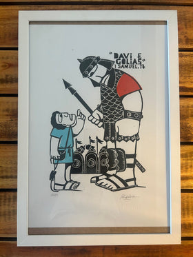 Xilogravura Davi e Golias