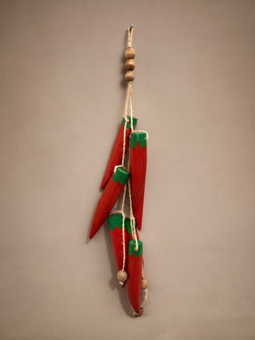 Pendente Pimenta Artesanal Rústico De Madeira