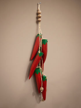 Pendente Pimenta Artesanal Rústico De Madeira