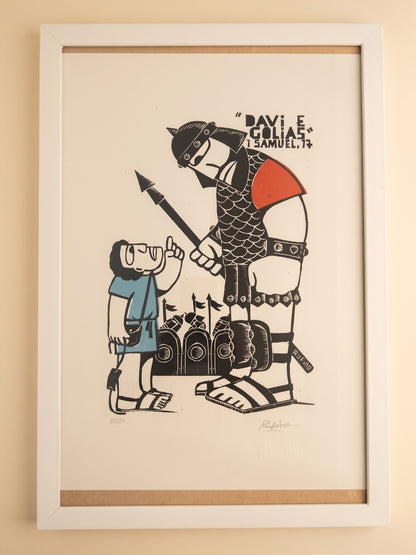 Xilogravura Davi e Golias